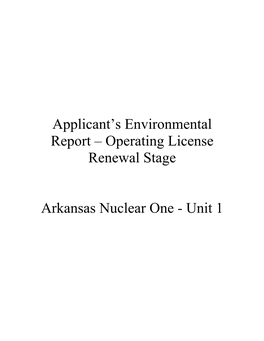 Operating License Renewal Stage Arkansas Nuclear