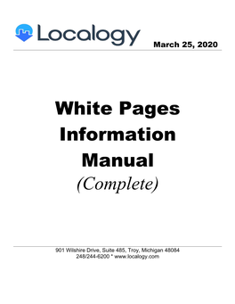 White Pages Information Manual