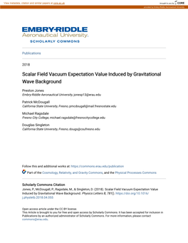 Scalar Field Vacuum Expectation Value Induced by Gravitational Wave Background