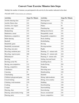 Convert Your Exercise Minutes Into Steps