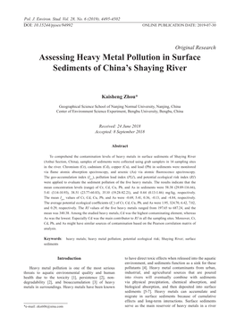 Assessing Heavy Metal Pollution in Surface Sediments of China's