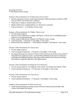 Route Map Text Boxes for TEP Implementation Strategy