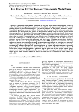 Best Practice BRT for Increase Transjakarta Modal Share