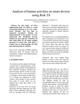 Analysis of Human Activities on Smart Devices Using Riak-TS