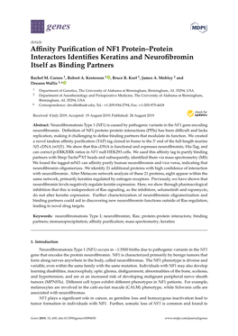 Affinity Purification of NF1 Protein–Protein Interactors Identifies