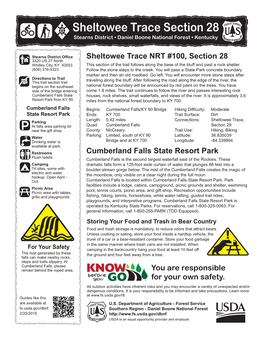Sheltowee Trace NRT #100, Section 28 Cumberland Falls State Resort