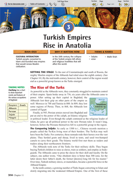 Turkish Empires Rise in Anatolia MAIN IDEA WHY IT MATTERS NOW TERMS & NAMES