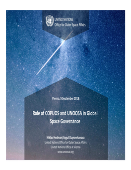 Role of COPUOS and UNOOSA in Global Space Governance