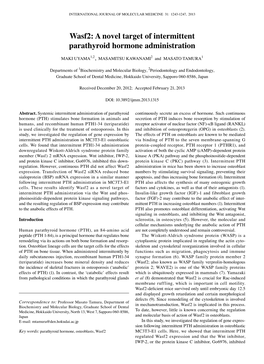 Wasf2: a Novel Target of Intermittent Parathyroid Hormone Administration