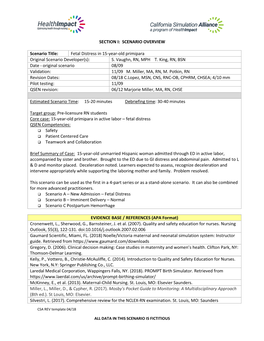 Fetal Distress in 15-Year-Old Primipara Original Scenario Developer(S): S