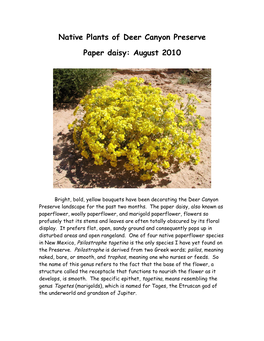 Native Plants of Deer Canyon Preserve