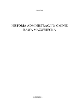 Historia Administracji W Gminie Rawa Mazowiecka