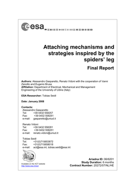 Attaching Mechanisms and Strategies Inspired by the Spiders'