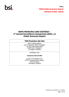 Public Summary Report Revision 8 (Mar /2019)