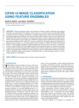 Cifar-10 Image Classification Using Feature Ensembles