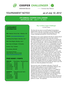 Tournament Notes July 10