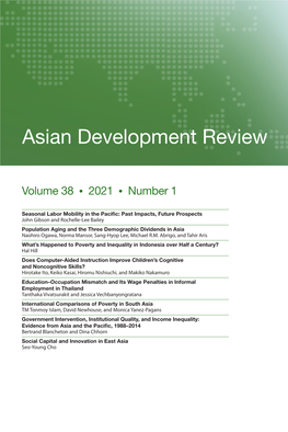 Asian Development Review: Volume 38, Number 1