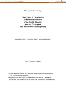 Clay Mineral Distribution in Surface Sediments of the South Atlantic: Sources, Transport, and Relation to Oceanography