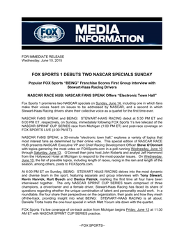 Fox Sports 1 Debuts Two Nascar Specials Sunday