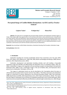 Perceptual Image of Conflict-Ridden Destinations: an EEG and Eye Tracker Analysis1