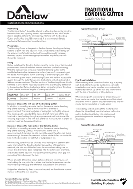 TRADITIONAL BONDING GUTTER CODE: HDL BG Installation Recommendations