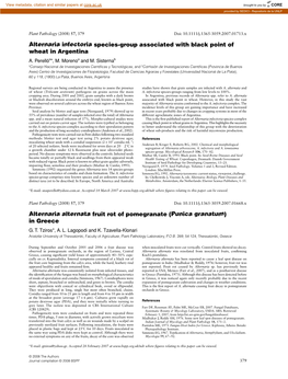 Alternaria Infectoria Species-Group Associated with Black Point of Wheat in Argentina A