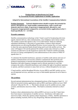 Position Paper on Interference with Satellite Communications