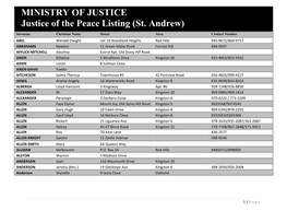 MINISTRY of JUSTICE Justice of the Peace Listing (St. Andrew)
