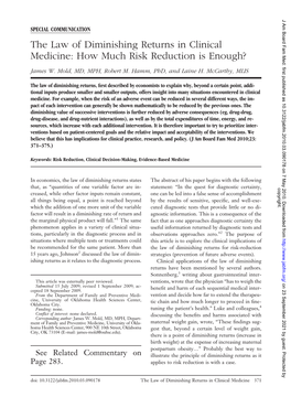 The Law of Diminishing Returns in Clinical Medicine: How Much Risk Reduction Is Enough?