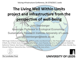 The Living Well Within Limits Project and Infrastructure from the Perspective of Well-Being