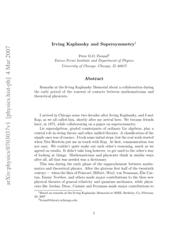 Irving Kaplansky and Supersymmetry