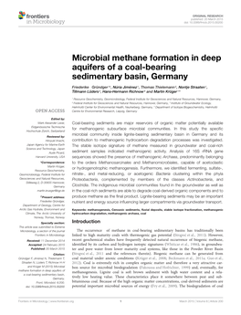 Microbial Methane Formation in Deep Aquifers of a Coal-Bearing Sedimentary Basin, Germany