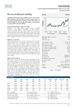 Tokmanni 210224 Company Report