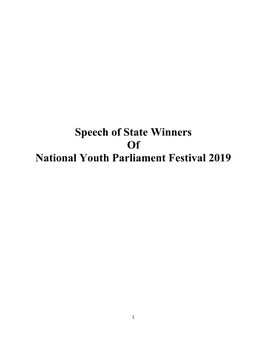 Speech of State Winners of National Youth Parliament Festival 2019