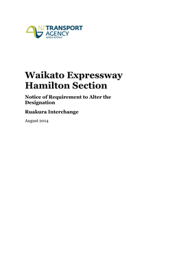 Waikato Expressway Hamilton Section Notice of Requirement to Alter the Designation