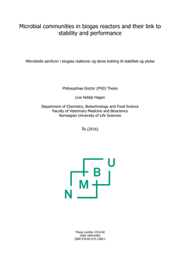 Microbial Communities in Biogas Reactors and Their Link to Stability and Performance