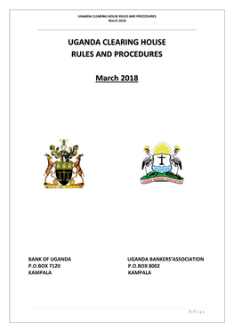 UGANDA CLEARING HOUSE RULES and PROCEDURES March 2018
