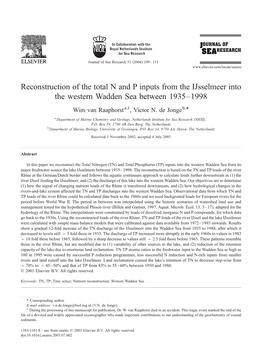 Reconstruction of the Total N and P Inputs from the Ijsselmeer Into the Western Wadden Sea Between 1935–1998