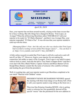 Shorelines April 26, 2019