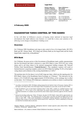 Kazakhstan Takes Control of Two Banks