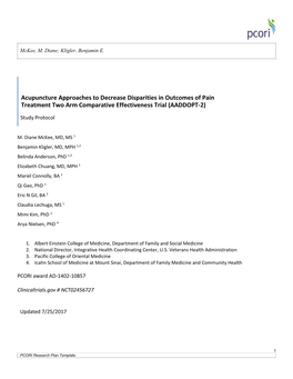 Acupuncture Approaches to Decrease Disparities in Outcomes of Pain Treatment Two Arm Comparative Effectiveness Trial (AADDOPT-2)