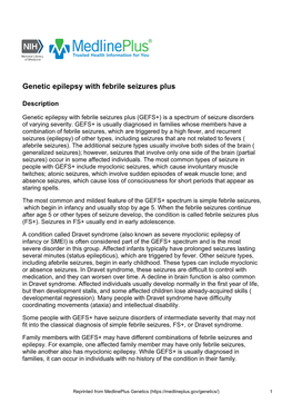 Genetic Epilepsy with Febrile Seizures Plus