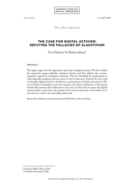 The Case for Digital Activism: Refuting the Fallacies of Slacktivism