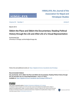 Sikkim the Place and Sikkim the Documentary: Reading Political History Through the Life and After-Life of a Visual Representation