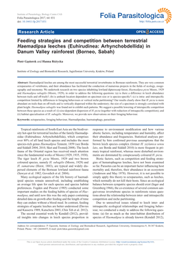 Feeding Strategies and Competition Between Terrestrial Haemadipsa Leeches (Euhirudinea: Arhynchobdellida) in Danum Valley Rainforest (Borneo, Sabah)