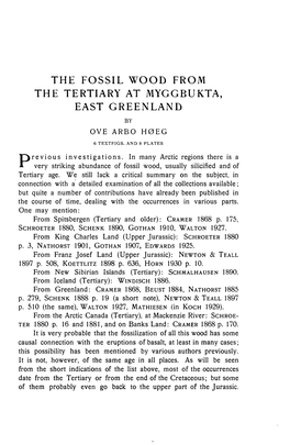 The Fossil Wood from the Tertiary at Myggbukta, East Greenland