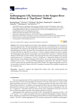 Anthropogenic CH4 Emissions in the Yangtze River Delta Based on a “Top-Down” Method