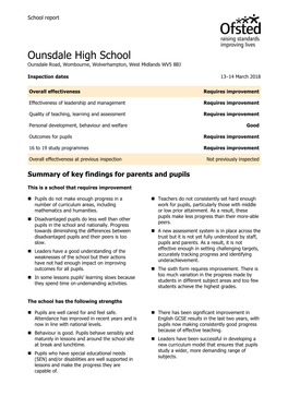 Ounsdale High School Ounsdale Road, Wombourne, Wolverhampton, West Midlands WV5 8BJ
