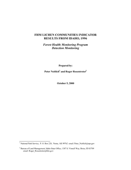 1996 Idaho FHM Lichen Community Indicator Results