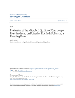 Evaluation of the Microbial Quality of Cantaloupe Fruit Produced On